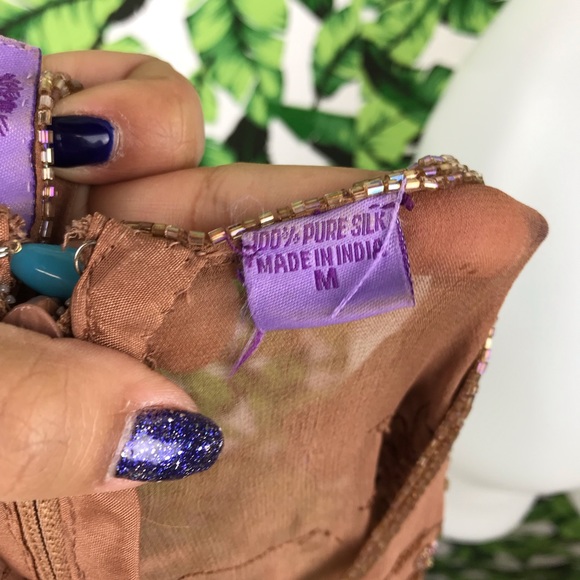 Calypso Christiane Celle Brown Sequined Silk Tank - Picture 6 of 6